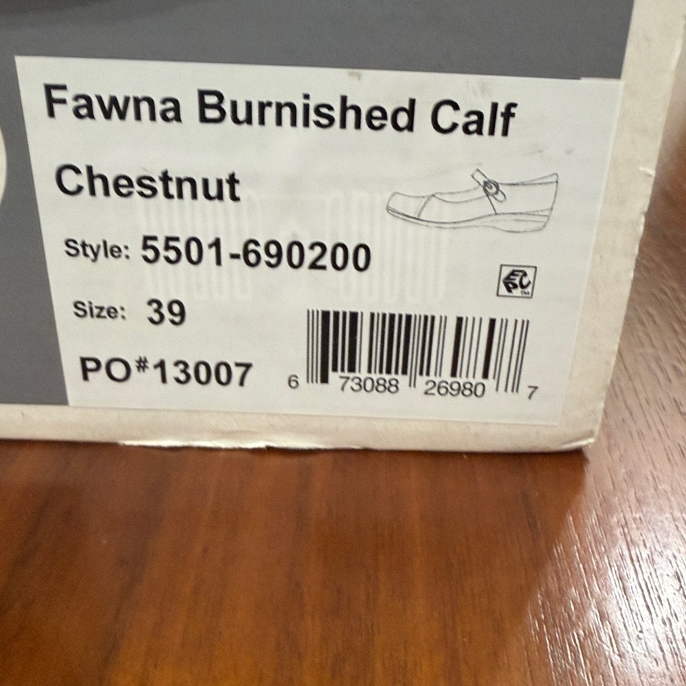 Dansko Fawna Burnished Calf Mary Jane Mules - Chestnut UNWORN